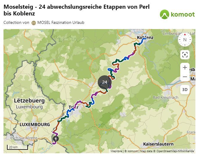 Moselsteig Etappen - Streckenwanderungen